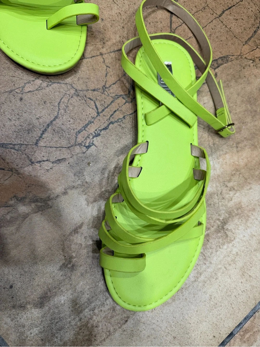 Women's Neon Green Strappy Sandals
